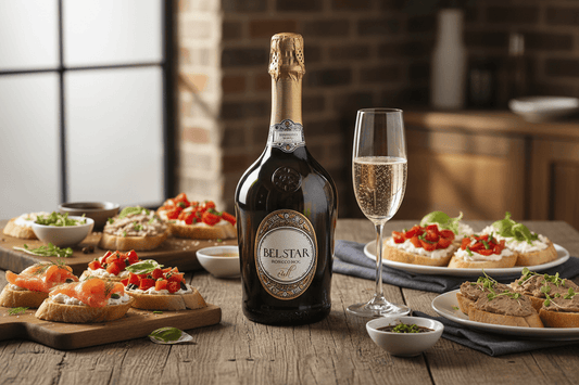 Belstar Prosecco con tartine e calice