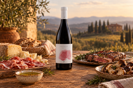 Cabernet Belvento con prodotti enogastronomici toscani