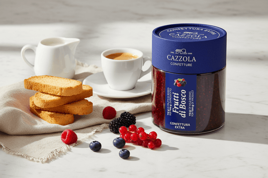 Colazione italiana con confettura Frutti di Bosco Cazzola