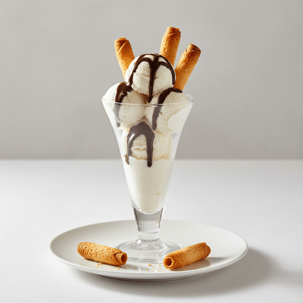 Coppa gelato con crêpe dentelle