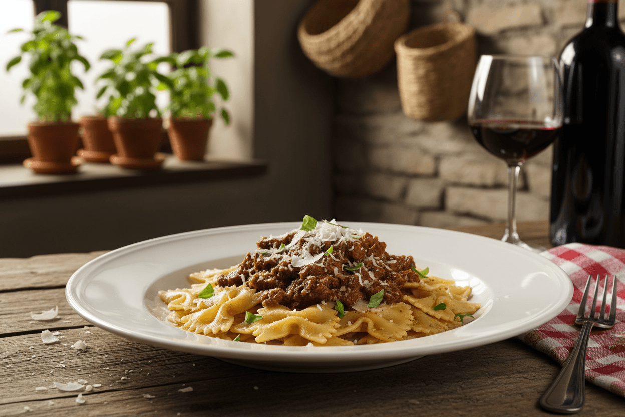 Farfalle al cocco con ragù