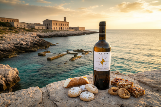 Favinia Passulé con scenario di Favignana