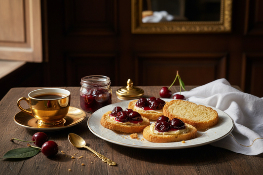 Fette Biscottate Burro e Marmellata Ciliegie
