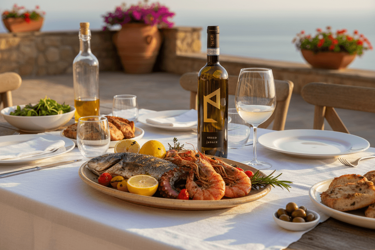 Greco Janare - Tavola con Grigliata di Pesce