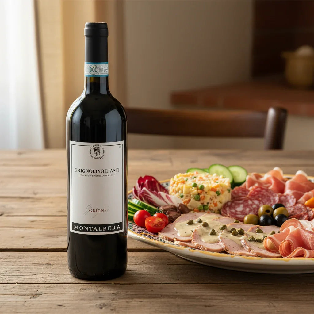 Grignolino d'Asti Grigné con antipasti piemontesi