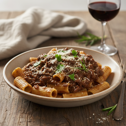 Mezzi rigatoni con sugo di cinghiale