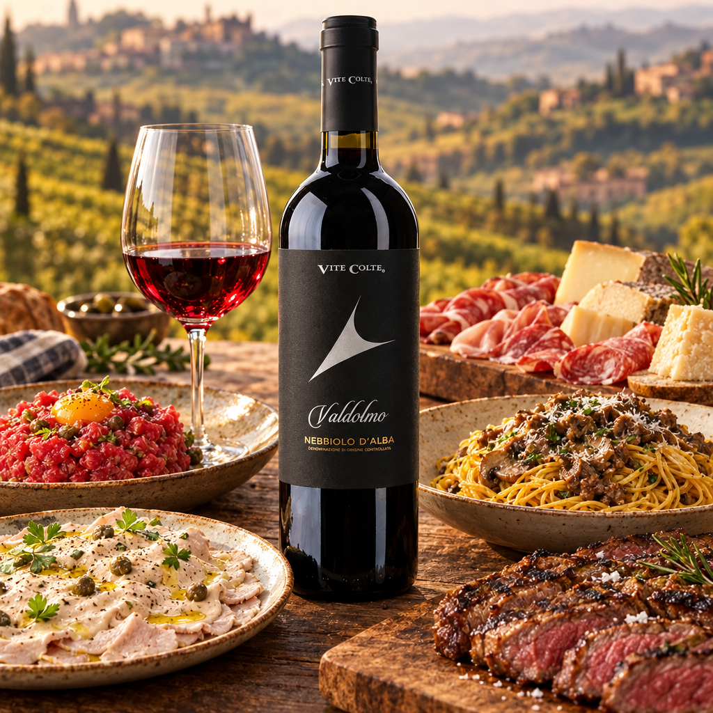 Nebbiolo d'Alba Valdolmo con abbinamenti piemontesi