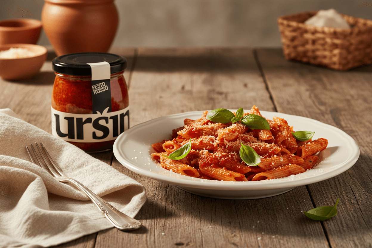 Pesto Rosso Ursini - penne al pesto rosso