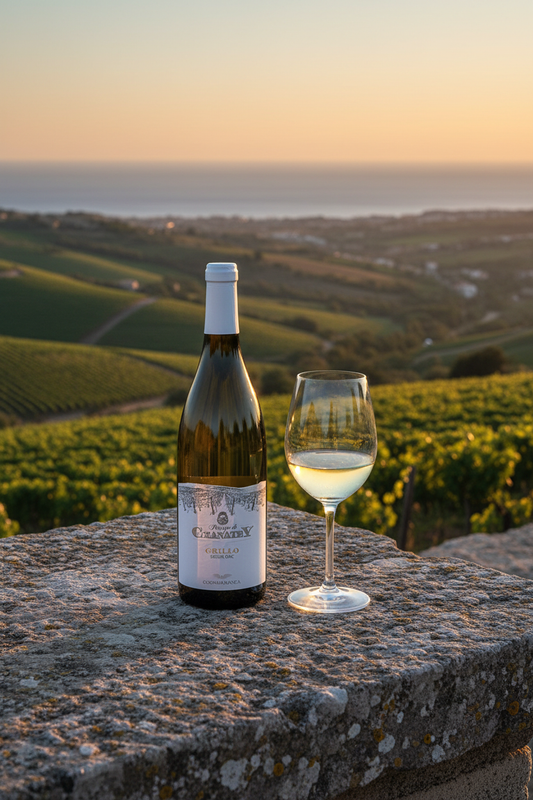 Principe di Granatey Grillo con paesaggio siciliano