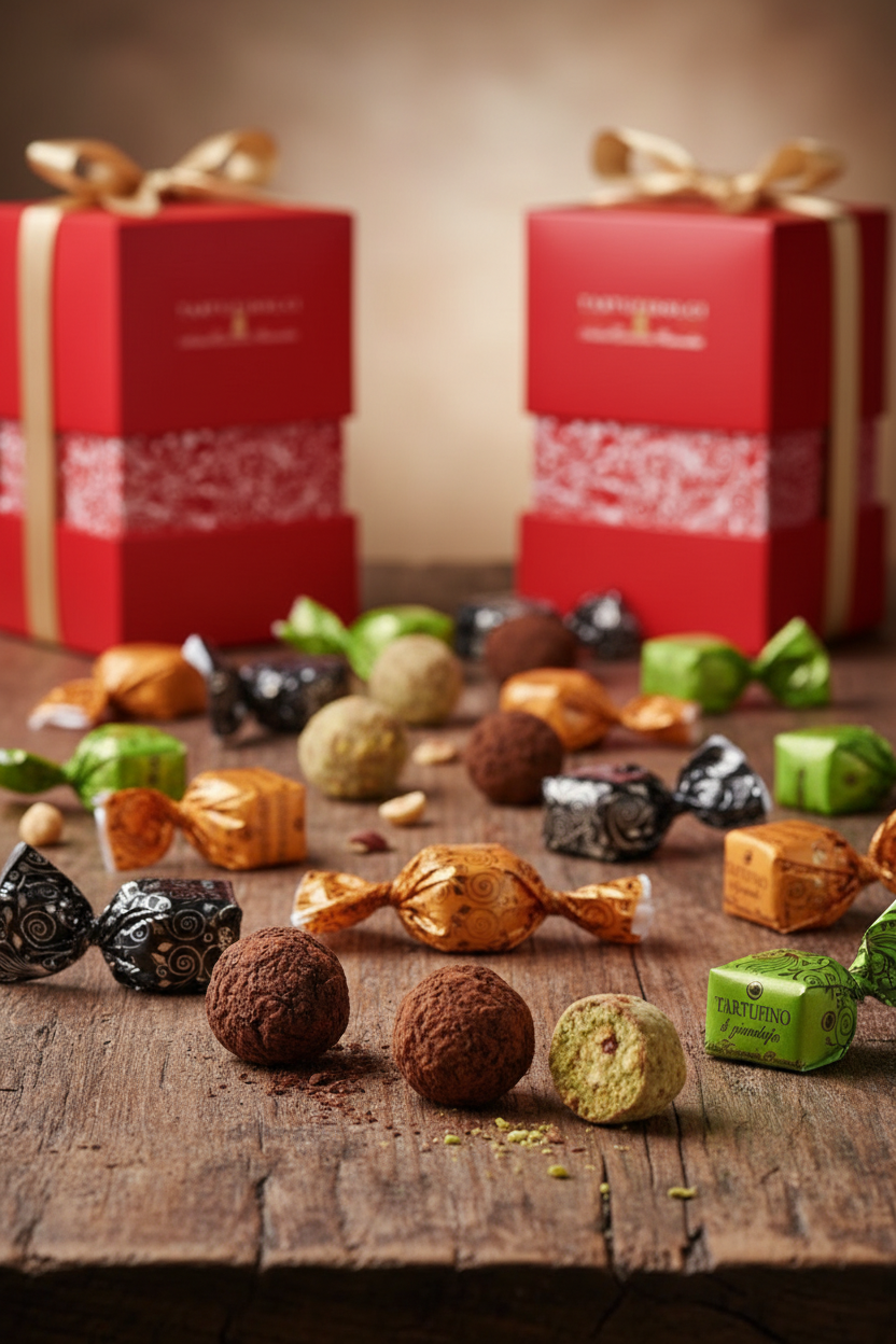 Tartufini Deluxe Sparsi su Tavola - Antica Torroneria Piemontese