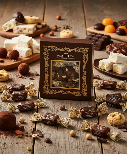 Tavola con Dolci e Cioccolatini Perfetto Extra Fondente