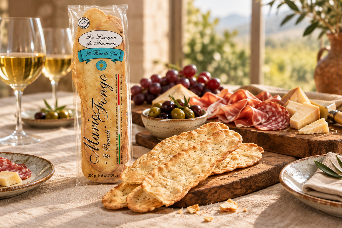 Tavola italiana con salumi e Lingue di Suocera