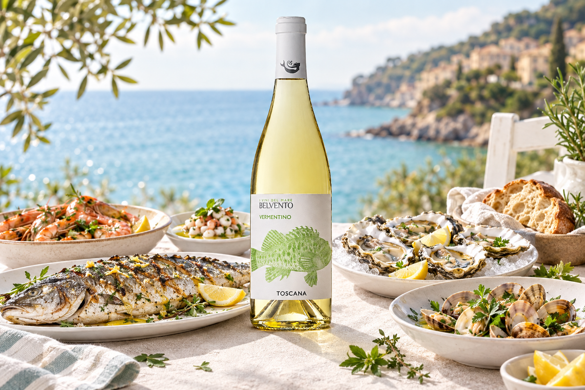 Vermentino Belvento con abbinamenti di pesce e frutti di mare