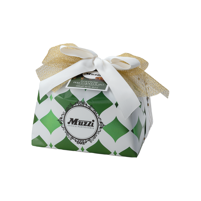 Panettone Pere e Cioccolato Muzzi - Pere Semicandite e Gocce di Cioccolato