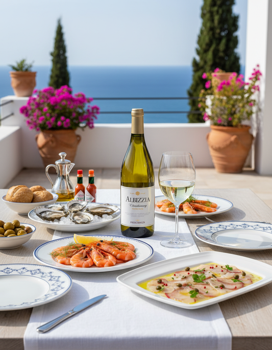 Albizzia Chardonnay con antipasti di pesce