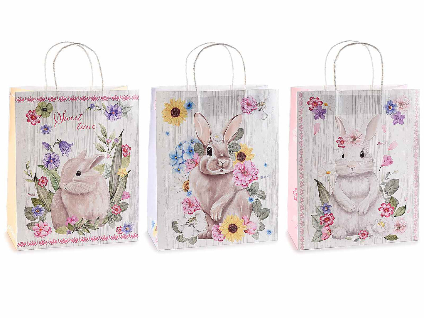 Sacchetto / busta grande in carta con stampa coniglietti