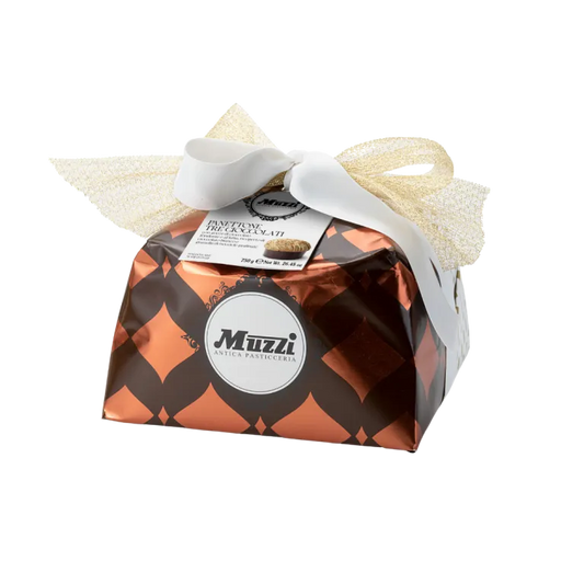 Panettone Tre Cioccolati Muzzi - Fondente, Latte e Bianco con Nocciole
