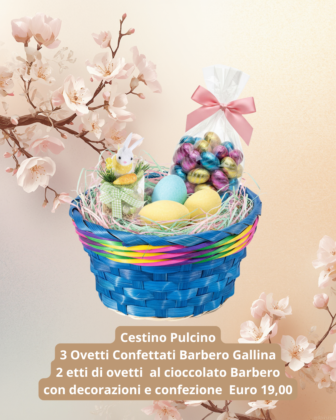 Cestino Pasquale con Ovetti Confettati e Cioccolato Barbero