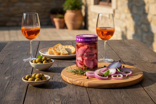 Cipolle Viola con Capperi - tavola apparecchiata