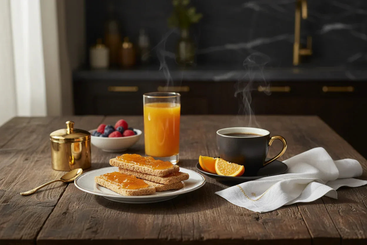 Colazione con Fette Biscottate e Marmellata