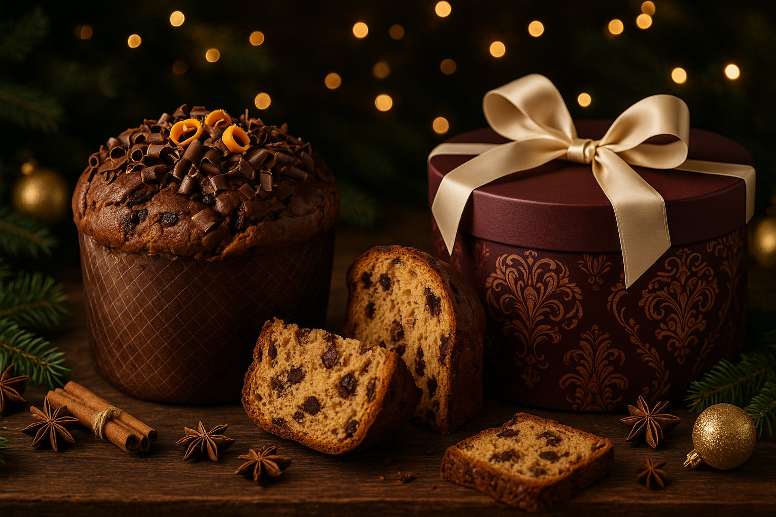 Composizione Natalizia Panettone Brownie Muzzi Riserva Famiglia