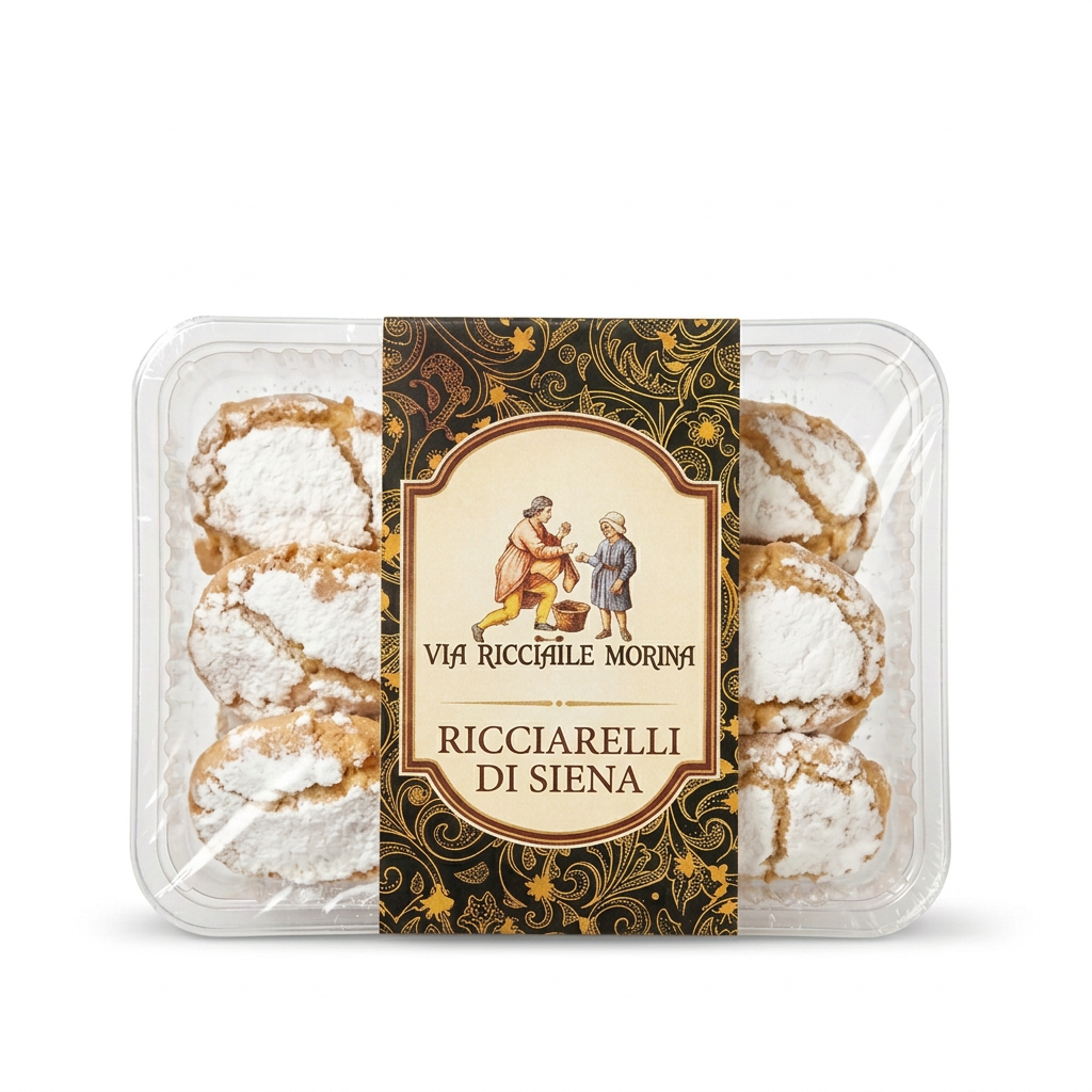 Confezione con etichetta Ricciarelli di Siena