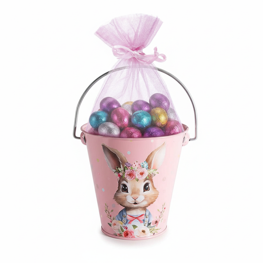 Confezione Pasqua Secchiello con Sacchetto Rosa