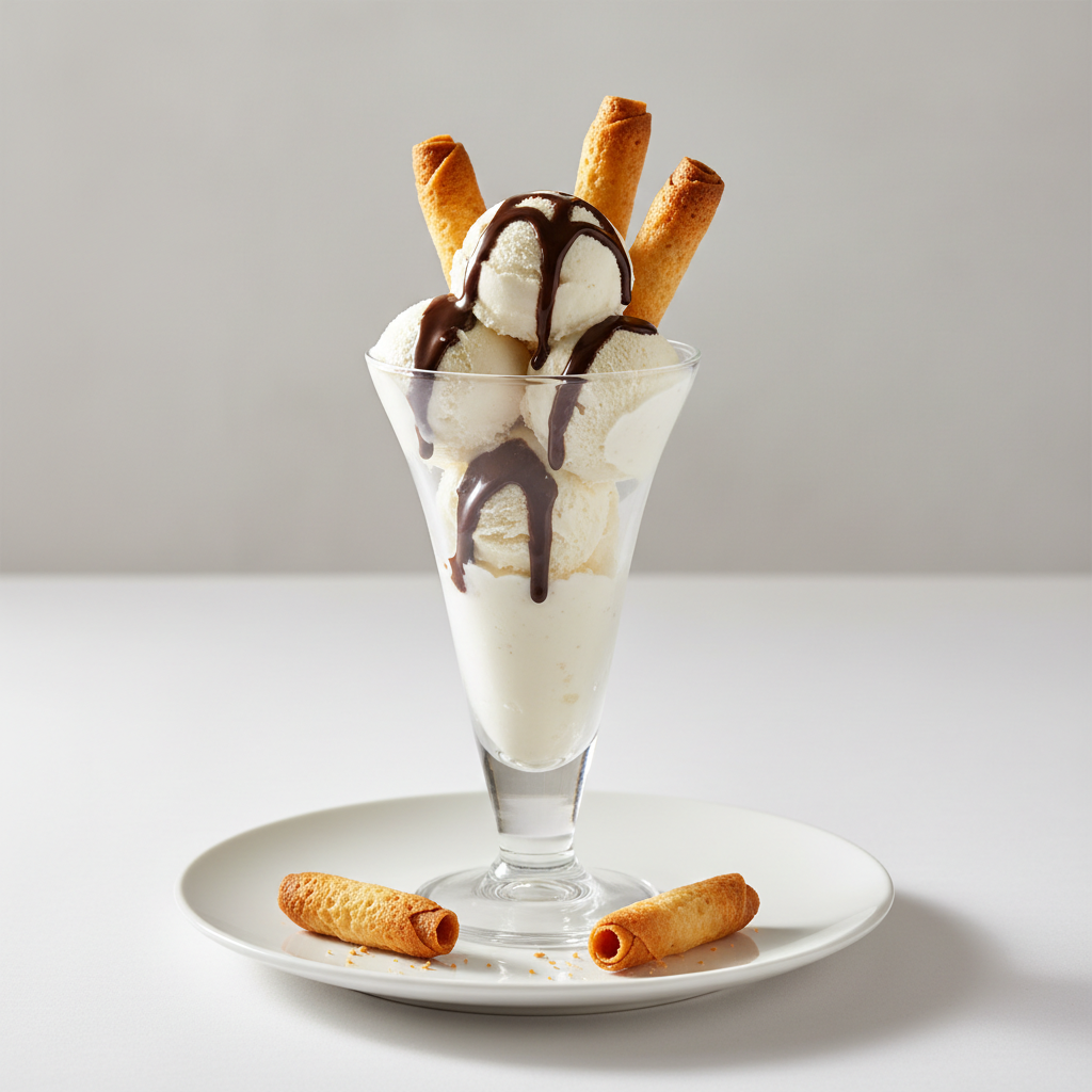 Coppa gelato con crêpe dentelle