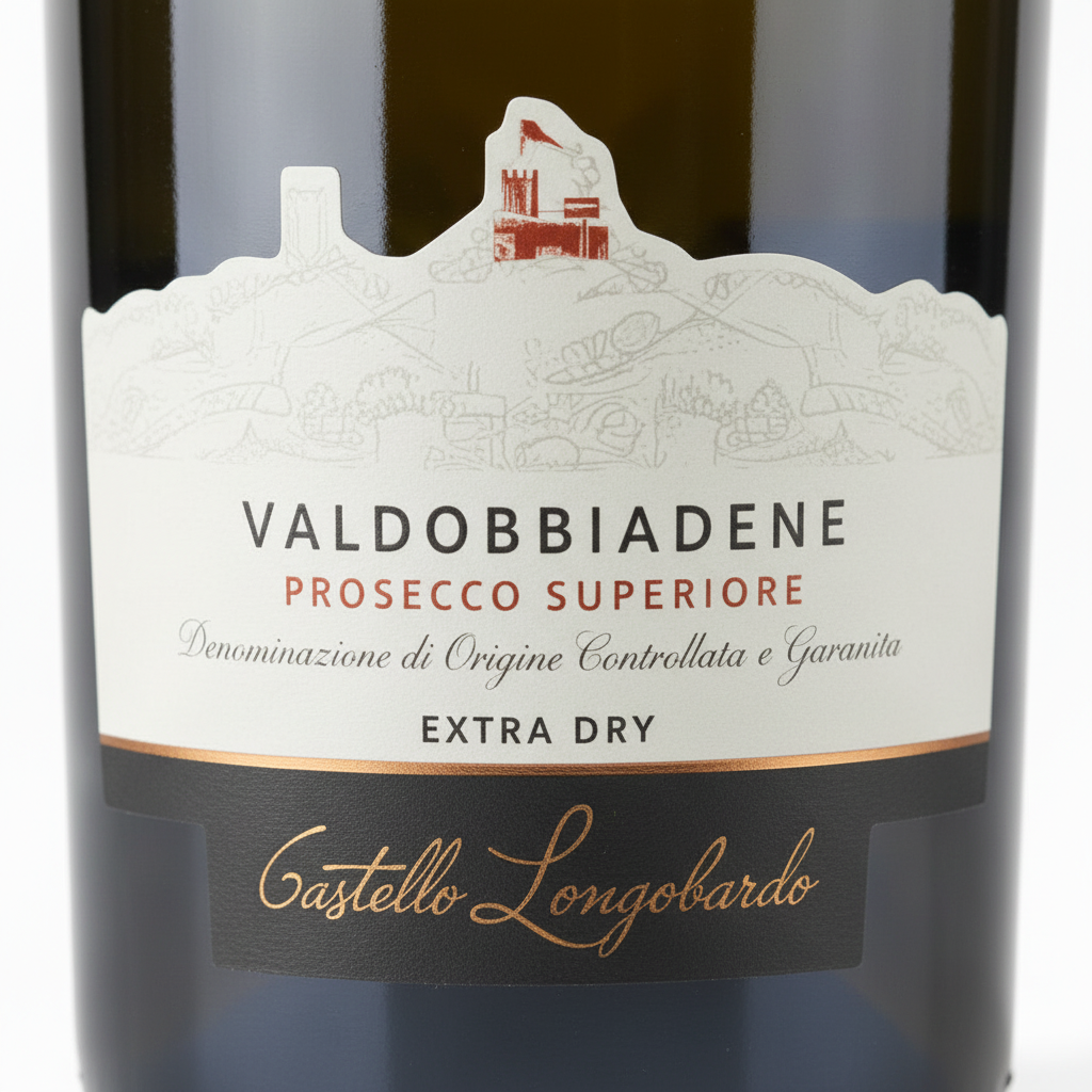 Dettaglio etichetta Valdobbiadene Castello Longobardo
