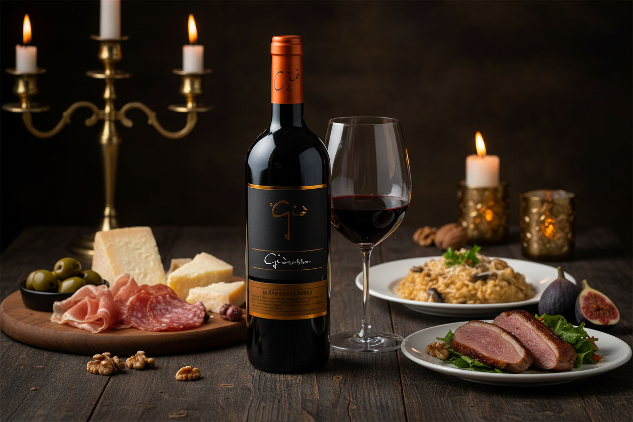 Giò Rosso con calice e gastronomia