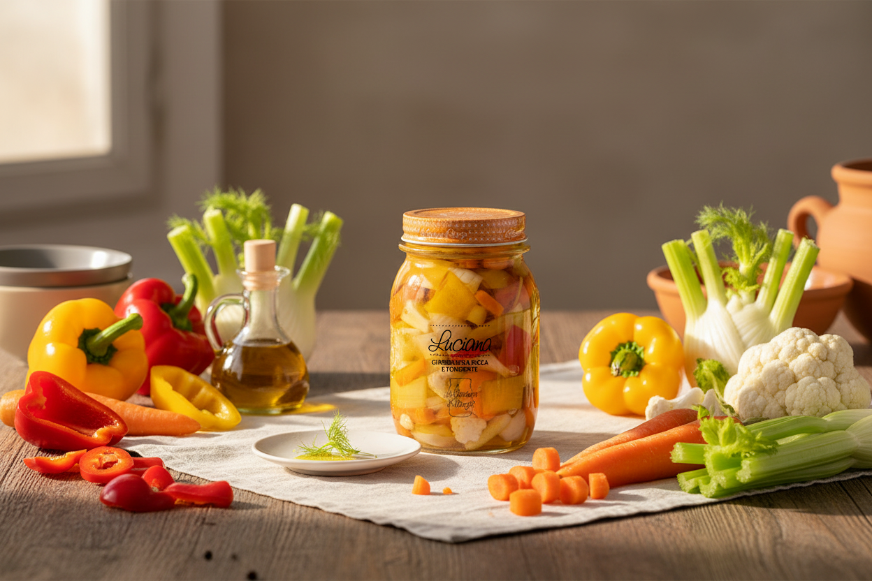 Giardiniera di Luciana – Tavola con Ortaggi e Olio