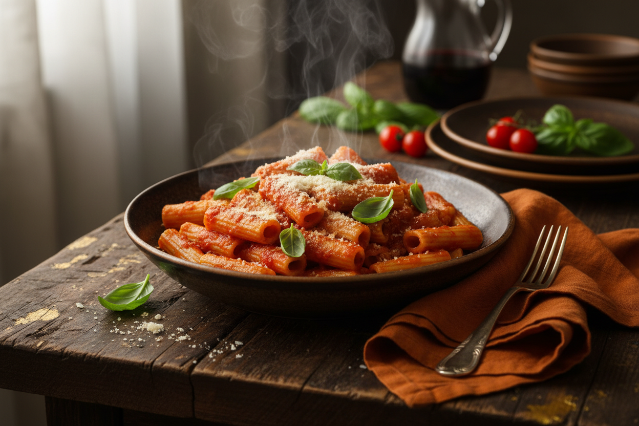 Rigatoni al sugo di pomodoro
