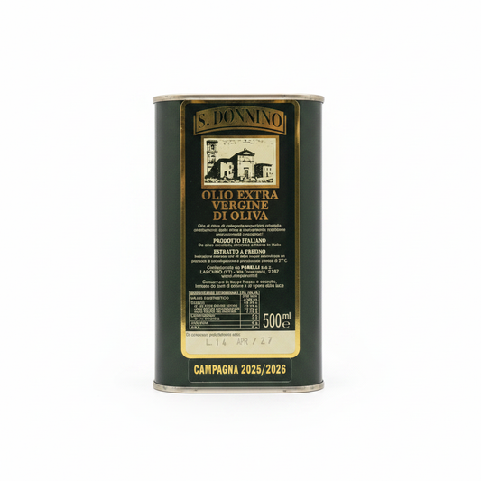 Olio Extra Vergine di Oliva S. Donnino lattina 500ml su sfondo bianco