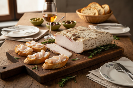 Lardo con crostini - tavola apparecchiata