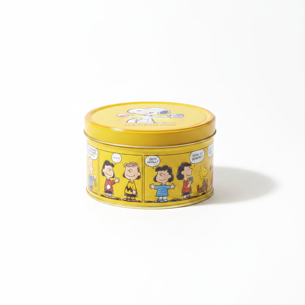 Lattina gialla Snoopy tazza e biscotto