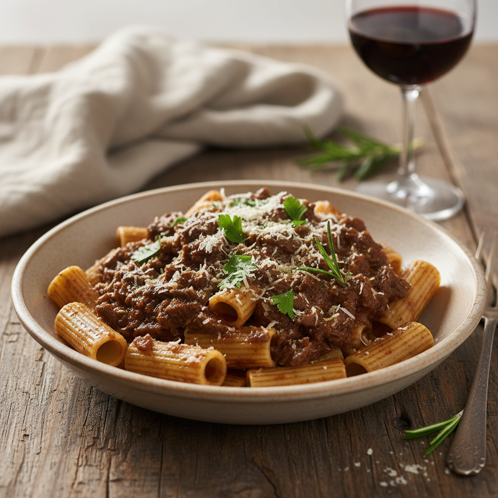 Mezzi rigatoni con sugo di cinghiale