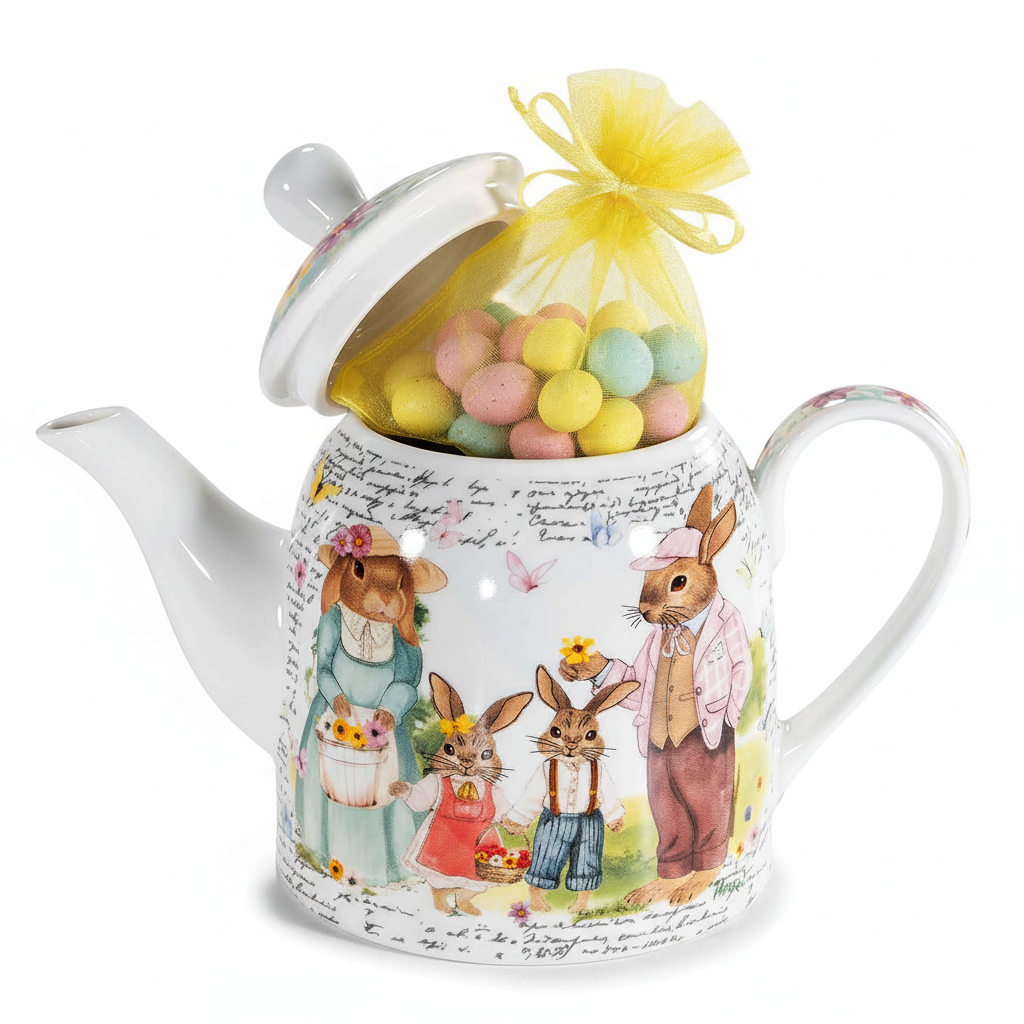 Nido di Ovetti Pasqua Teiera con Mimosa