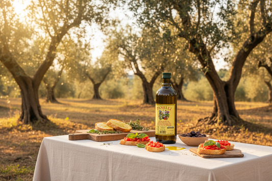 Panelli Olio - Tavola con Bruschette e Oliveta
