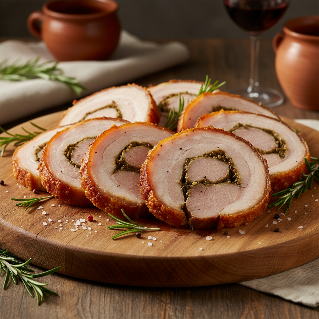 Piatto di porchetta arrosto