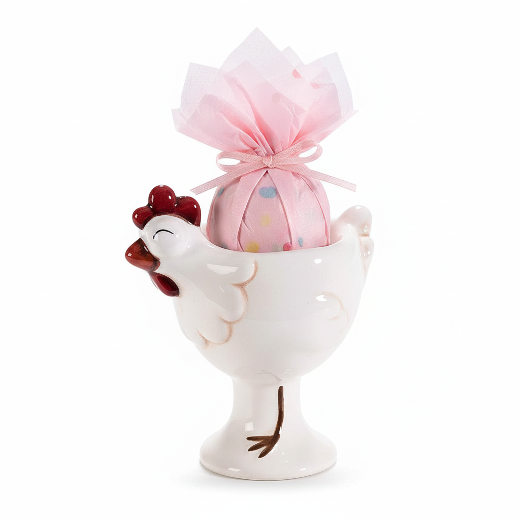 Portauovo gallinella con ovetto confettato rosa