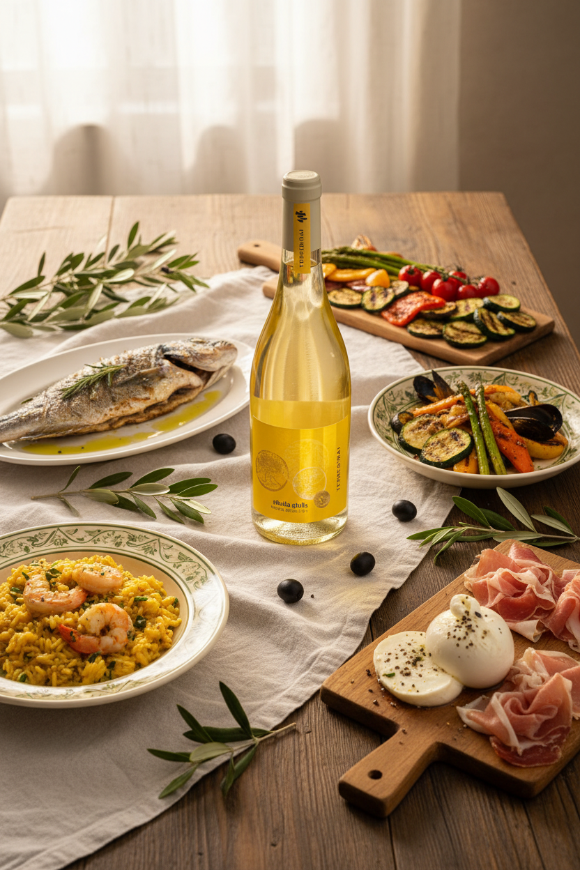 Ribolla Gialla Terredirai con abbinamenti gastronomici