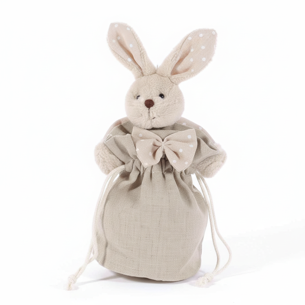 Sacchetto coniglio portadolci in stoffa a pois