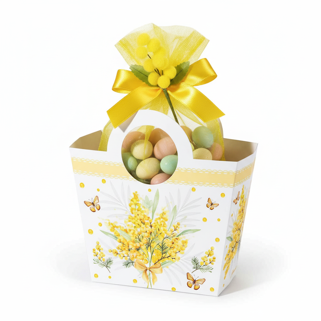 Sacchetto Organza con Ovetti e Mimosa