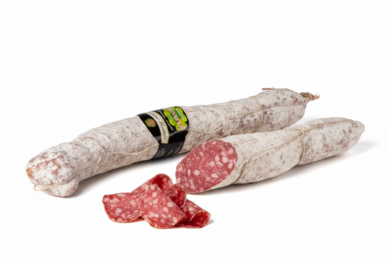 Salame con sfondo bianco