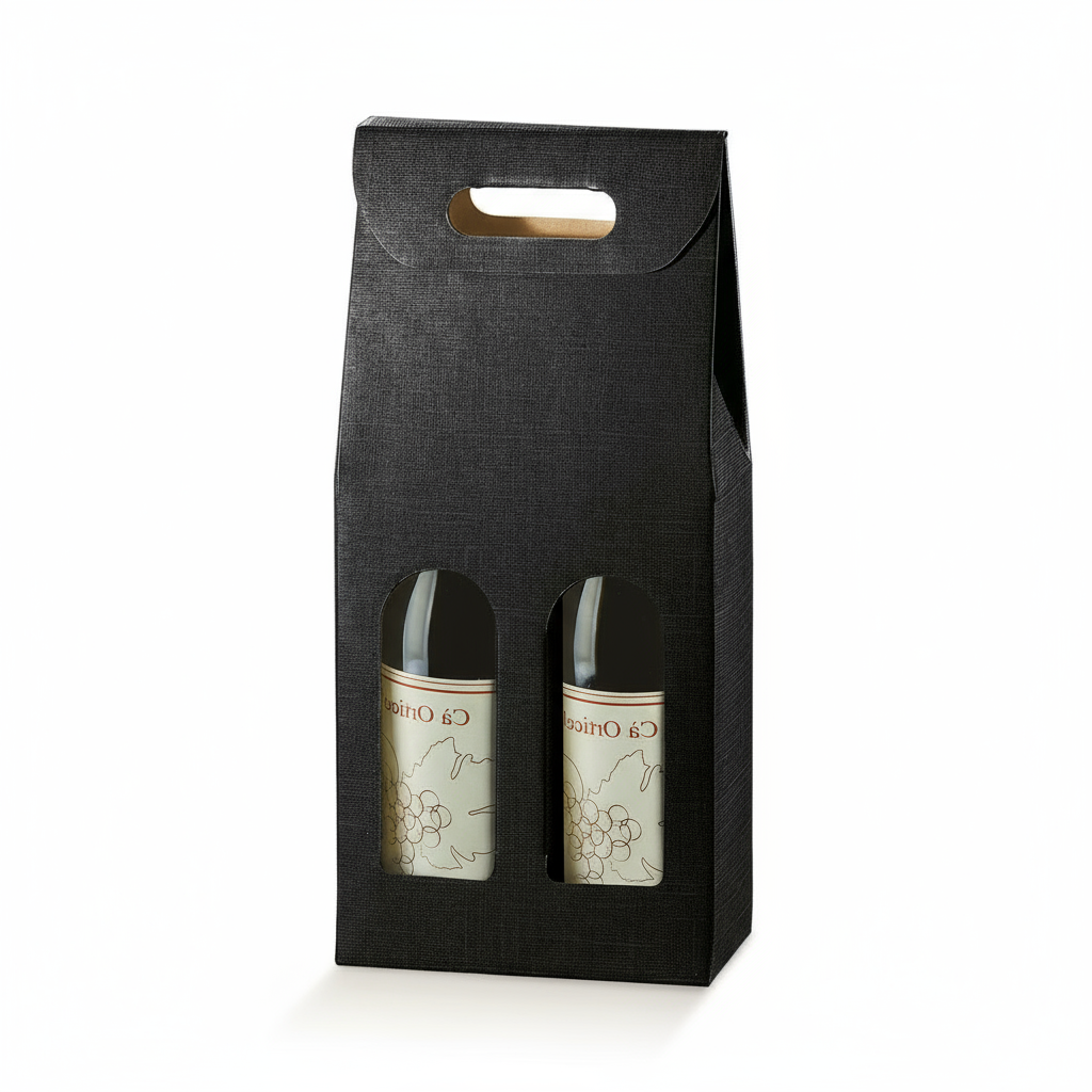 Scatola portabottiglie nera con Rute Bolgheri