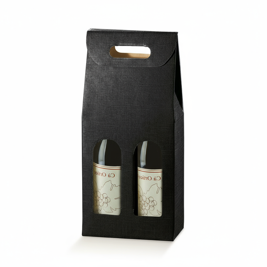 Scatola portabottiglie nera con Rute Bolgheri