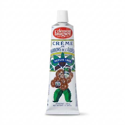 Solo tubetto di crema di marroni Clément Faugier su sfondo bianco