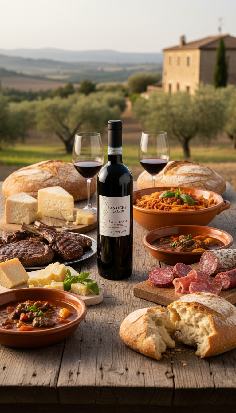 Solopaca Rosso DOC Antiche Torri con abbinamenti gastronomici