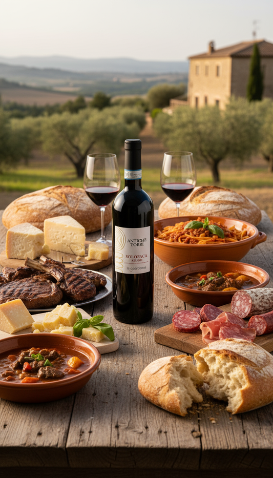 Solopaca Rosso DOC Antiche Torri con abbinamenti gastronomici