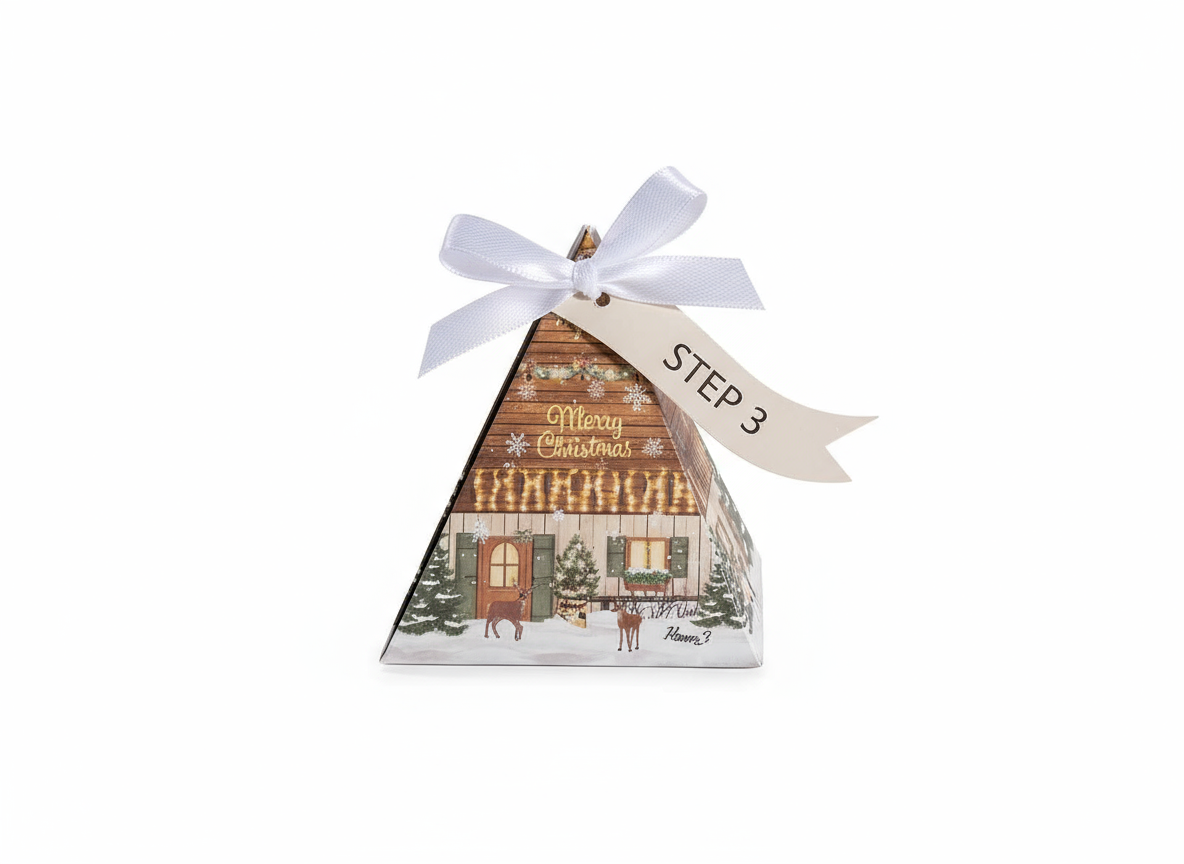 Step 3: Piramidina confezionata con fiocco